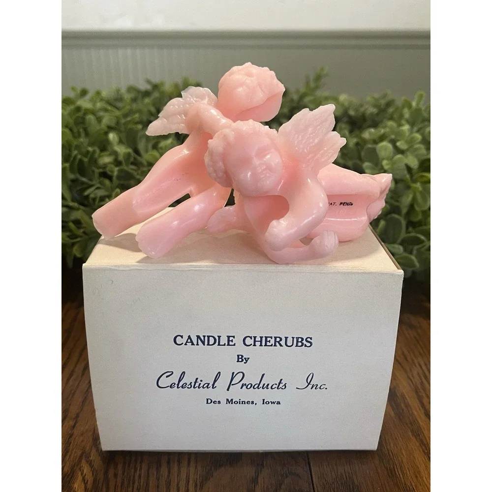Candle Cherubs By Celestial Products Victorian Pink Excellent Boxed
